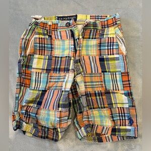 POLO Boys Size 8 Medium Orange Black & Yellow Swim Trunks Swimming Shorts